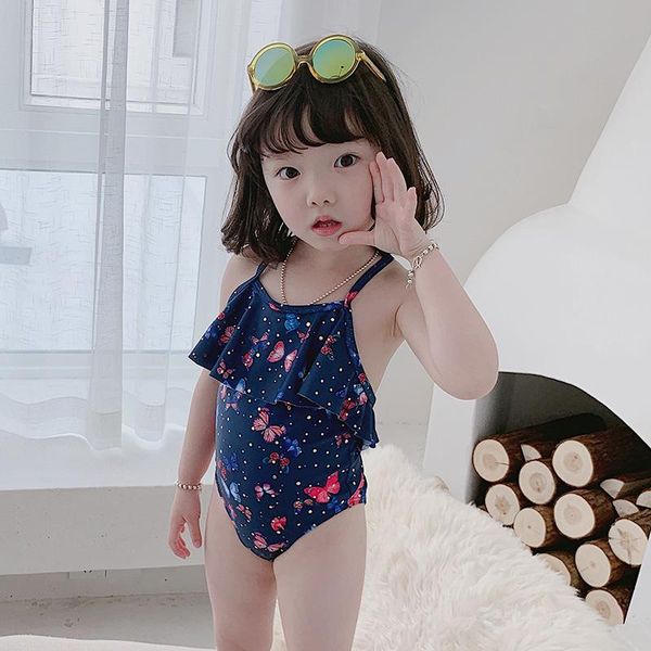 

/set korean toddler infant baby girls swimsuit cute butterfly summer hawaii beach bikini kids swimwear swimming costume one-pieces, Black