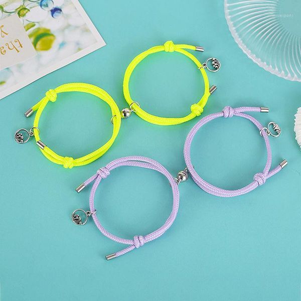 

charm bracelets magnet attract couples friend bracelet fluorescent luminous shiny oath rope weaving1, Golden;silver