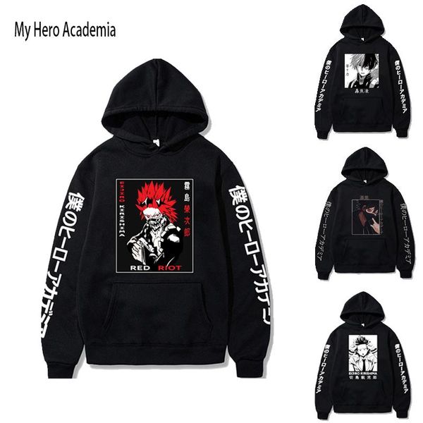 

men's hoodies & sweatshirts 2021 funny japan anime my hero academia harajuku manga irishima eijiro/todoroki so print streetwear sweat, Black