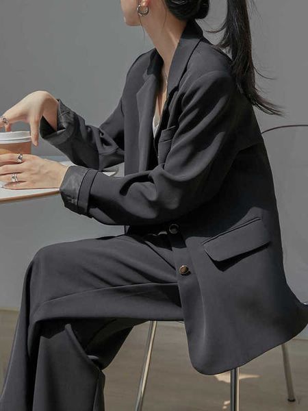 

loose summer street suit business black office elegant evening pant suits women korean uniform tailleur donna clothing eg50xf 210927, White;black