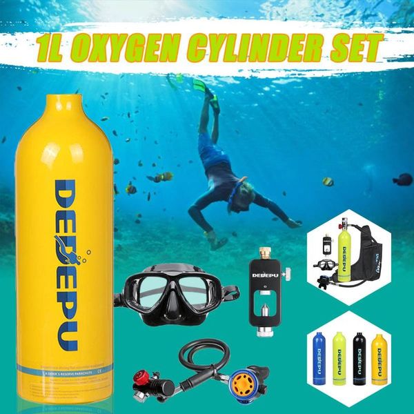 

mini scuba tank 1000ml oygen cylinder diving respirator underwater breathing equipment set with glasses accessories