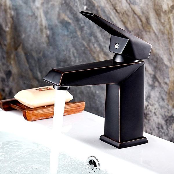 

basin faucet black ancient red edge el hardware bathroom counter and cold water sink faucets