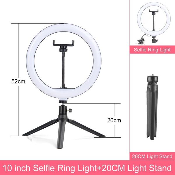 

flash heads 10 inch dimmable led selfie ring light with stand 160cm usb lamp pography ringlight for phone studio desktop
