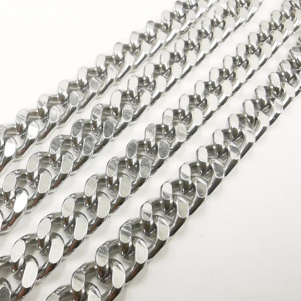 

5meter lot in bulk 10mm heavy silver stainless steel cuban curb chain jewelry findings diy marking mens