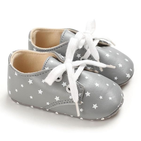 

first walkers born baby shoes infant toddler pu leather lace-up boy girls star print sneaker prewalker 0-18m