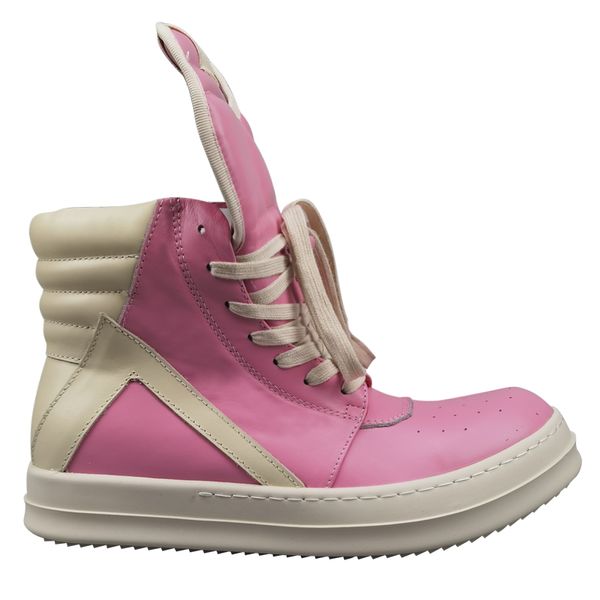 

exclusive customized pink real leather geobasket punk trainer street rock hip hop boots, Black