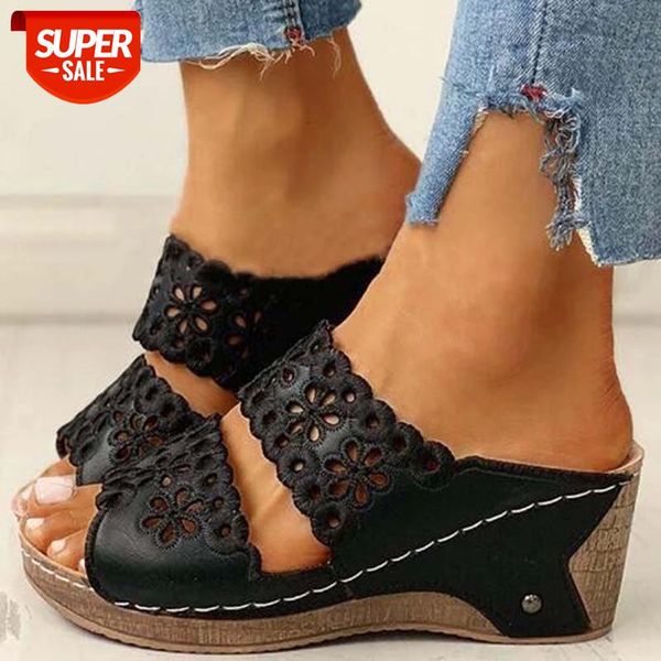 

sandals women summer new embroidery female open toe shoes platform wedge slides ladies beach sandalias de mujer #8f6x, Black