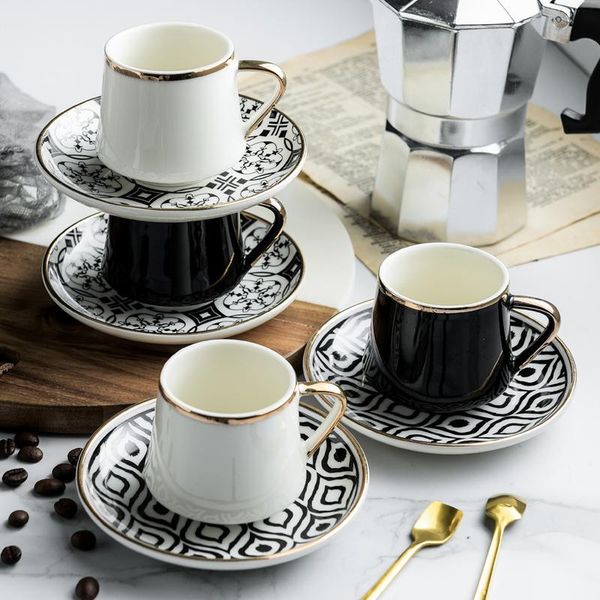 

80ml turkish espresso cups with saucers ceramic cup set for coffee kitchen party drink ware home decor creative gifts &