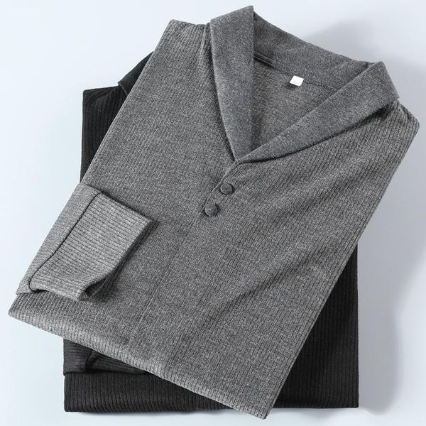 

men's sweaters high-quality cashmere autumn winter style small v lapel undershirt casual daily long-sleeved striped t-shirt, White;black