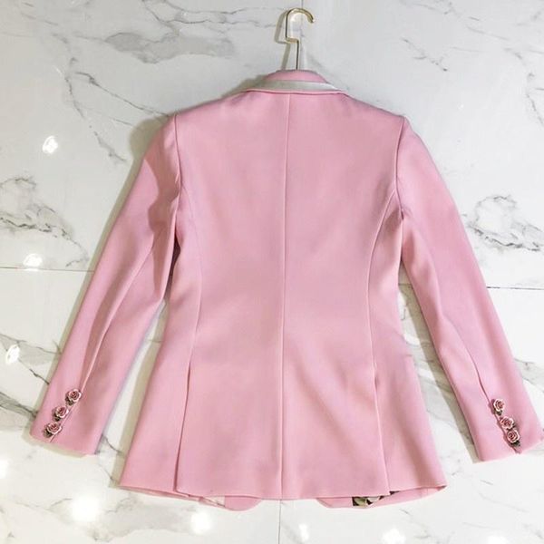 

women's suits & blazers brand office ladies pink blazer single button female outerwear floral printed slim fit elegant flowers chaqueta, White;black
