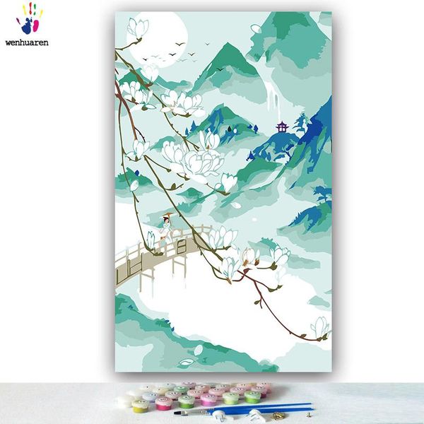 

paintings diy colorings pictures by numbers with colors chinese style scenery picture drawing painting framed home