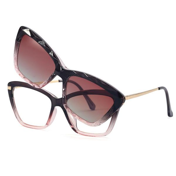 

sunglasses 2021 magnetic polarized clips cat eye anti-blue light glasses women men optical spring leg frame uv400, White;black