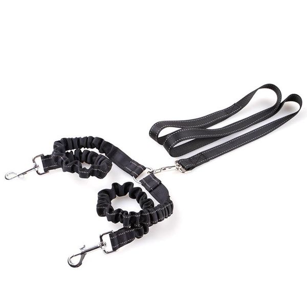 

in 1 elastic dog double headed traction rope collar belt pet lead nylon adjustable one drag two dogs training supplies collars & leashes