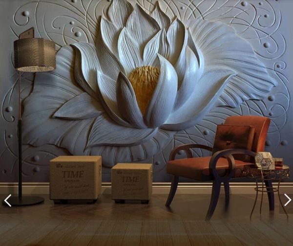 

wallpapers 3d 8d creative embossed waterlily flower wall mural po wallpaper living room backdrop paper roll floral murals