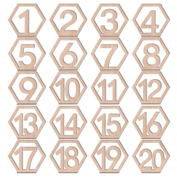 

novelty items wooden wedding party decoration 1-20 numbers set household craft