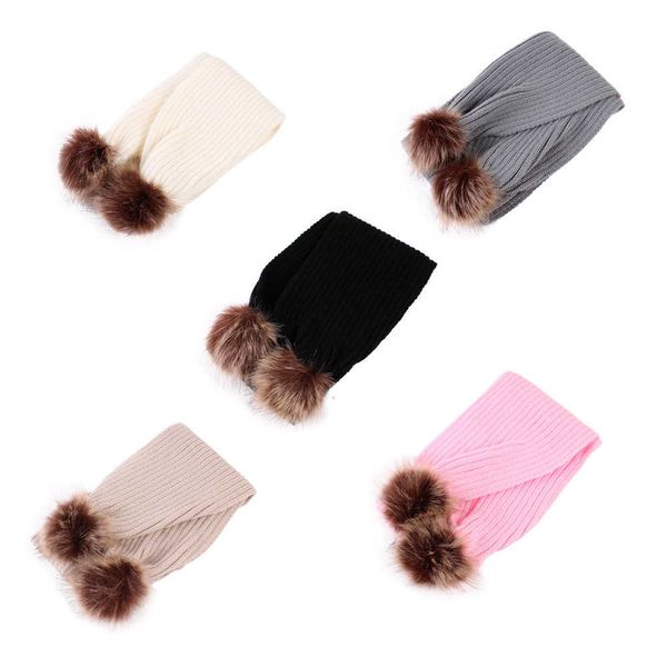 

2021 fashion baby hat winter double ball plush warm cartoon scarf for and, Yellow
