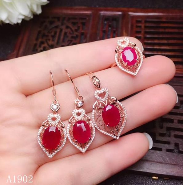 

bracelet, earrings & necklace kjjeaxcmy boutique jewels 925 sterling silver inlaid natural ruby gemstone female ring pendant luxury support, Black
