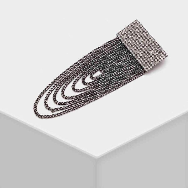 

amorita boutique exaggerated fringed delicate zircon brooch, Gray