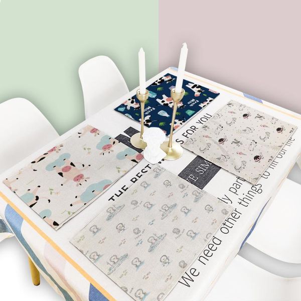 

mats & pads 1pcs placemat dining table drink coasters western pad cotton linen cup mat 42*32cm cdl2357