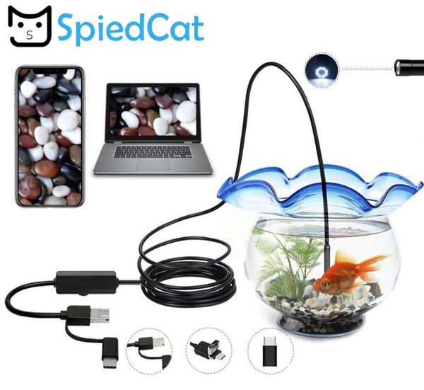 

cameras 3 in1 usb mini endoscope hard/soft cable 1200p borescope inspection camera for android type-c pc waterproof snake 10m