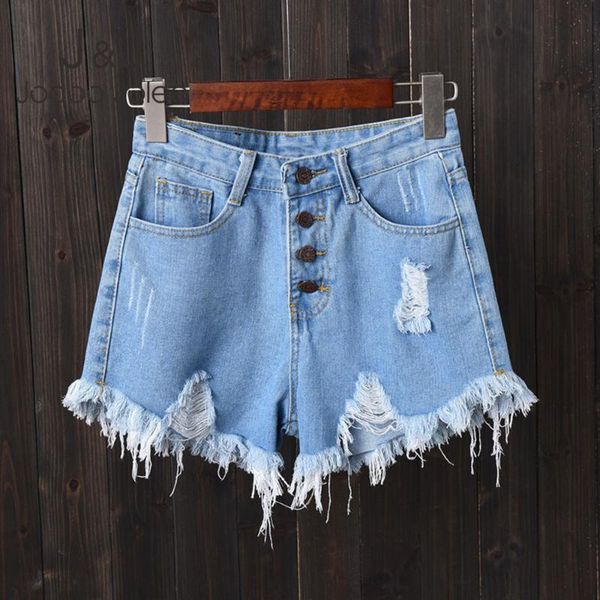 

jocoo jolee plus size 6xl denim shorts korean style hollow out tassel short jeans vintage high waist button jean women's, White;black