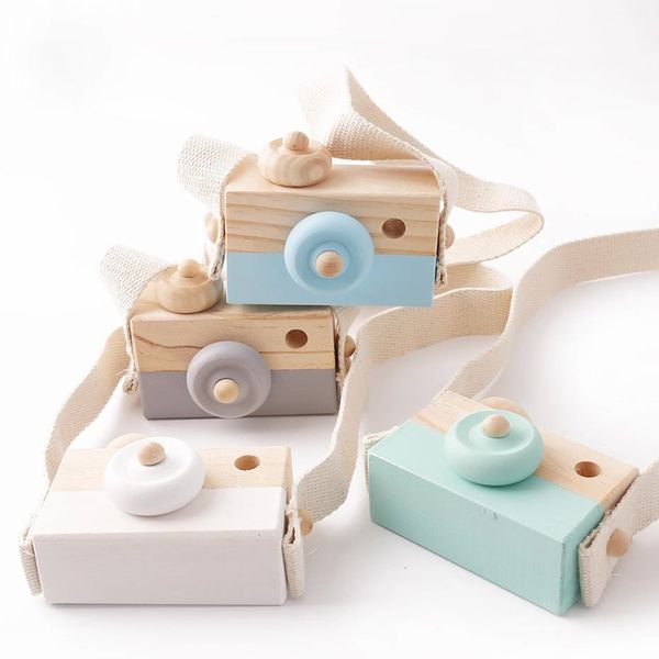 

let's make 1pc wooden baby toys camera wood blocks pendants montessori toy for kids diy present nursing gift block