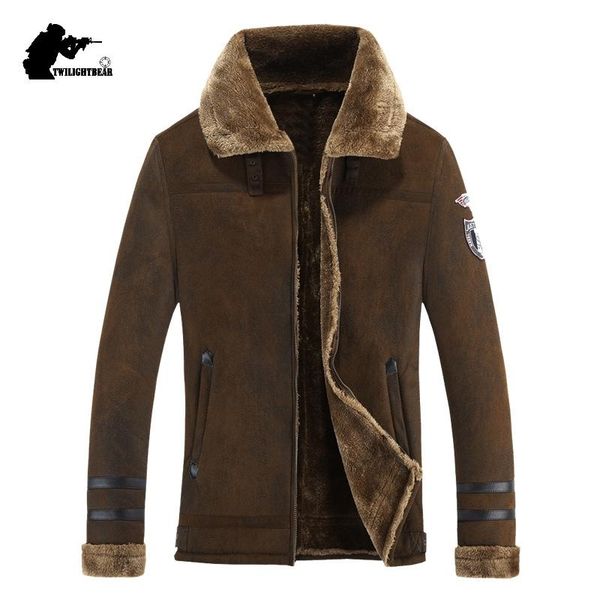 

men's fur & faux 2021 winter mens jackets brand retro suede warm lamp wool leather bomber jacket coats men moto 3xl bf819, Black