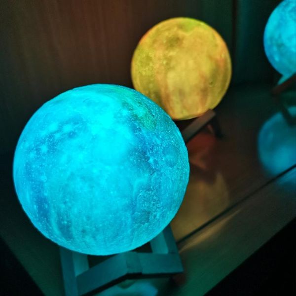

night lights led light 3d printing moon lamp 16 color change rechargeable touch galaxy remote control as gifts