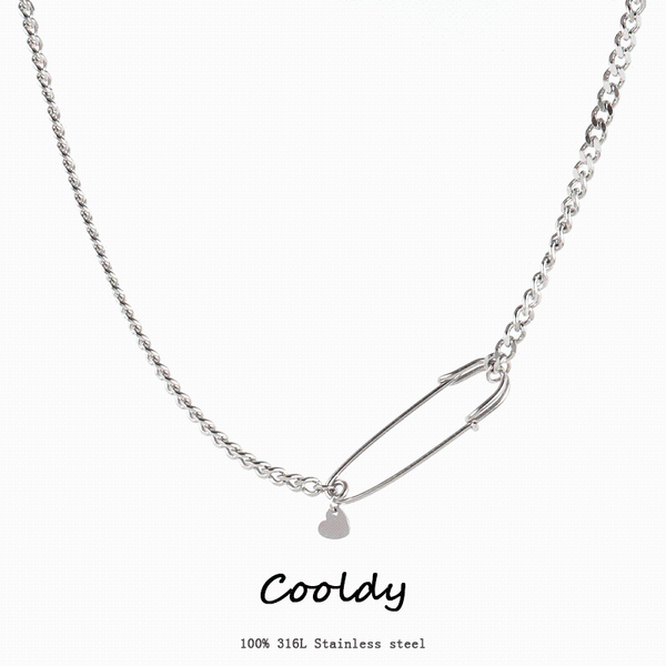 

pendant necklaces stainless steel necklace silver color statement metal pin chain punk for women jewelry gift