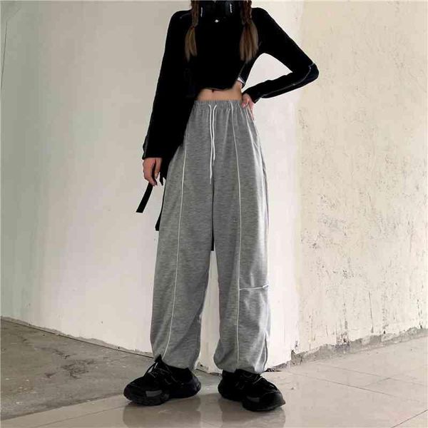 

women's pants & capris the autumn and winter contrast color open-wire drawstring trousers fashion high-waist casual bottoms, Black;white