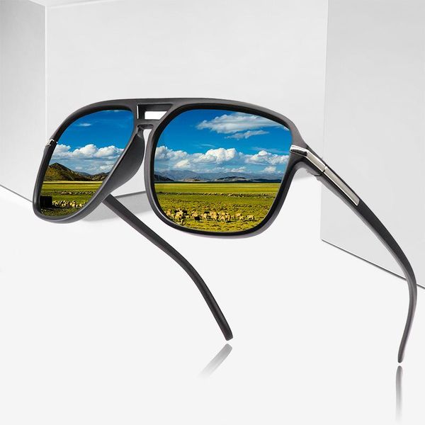 

sunglasses 2021 fashion men cool square style gradient polarized driving vintage brand design sun glasses, White;black