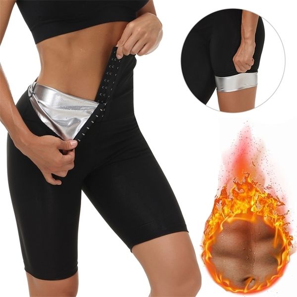 

sauna sweat pants for women high waist slimming shorts compression thermo workout exercise body shaper thigh trimmer gym 211218, Black;white
