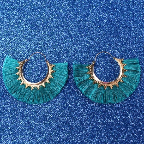 

dangle & chandelier bohemian handmade tassel earrings fan-shaped long fringe earring for women boho party jewelry, Silver