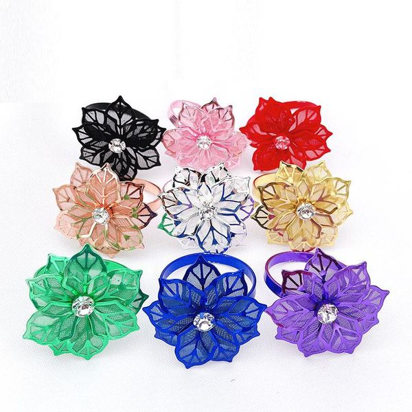 

napkin rings 12pcs/lot net flower button metal link day party table decoration ring