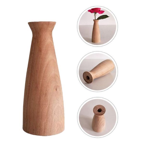 

1pc wooden vase dried flower wood pot deskadornment wedding po prop decorative objects & figurines