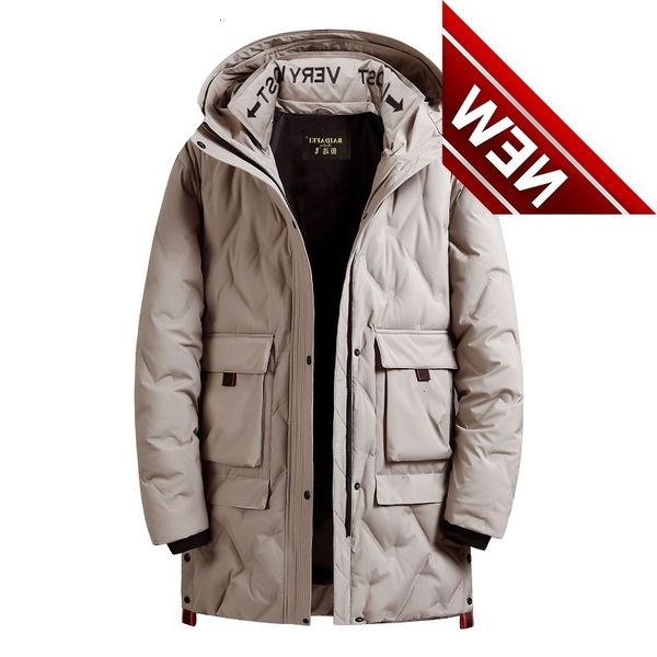 

men's new winter down jacket fashion british wind thick warm and long hood youth men parka, Black