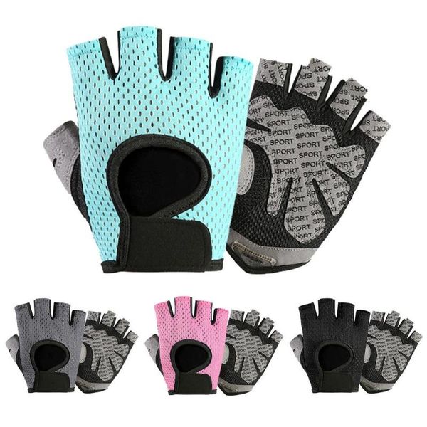 

cycling gloves sports for men and women outdoor mountain bike half-finger non-slip shockproof fitness workout, Black