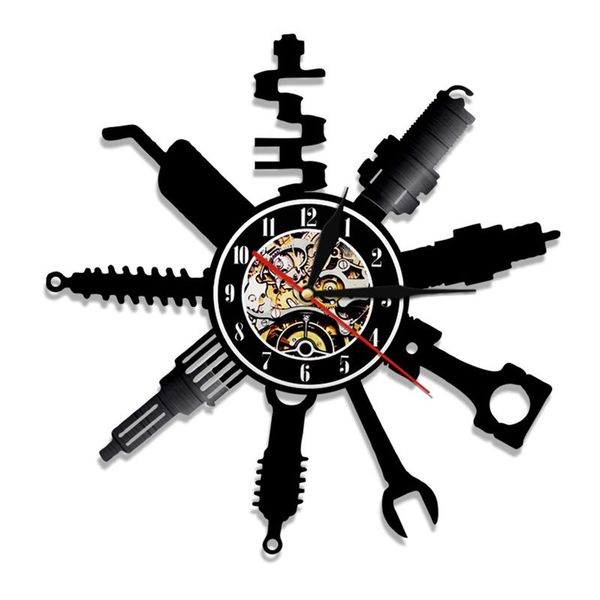 

wall clocks auto repair shop logo decorative clock record garage repairman gift home