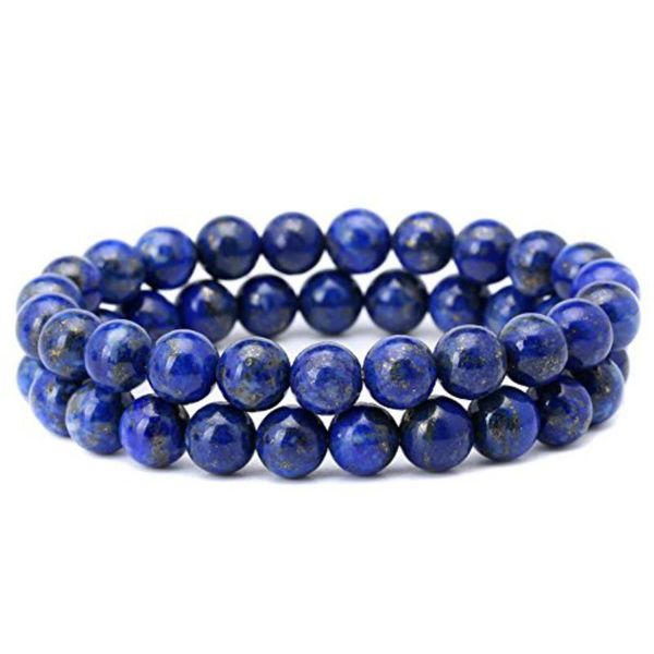 

beaded, strands 8mm lapis lazuli couple bracelet blue stone beads stretchy strand bracelets christmas gift accessories, Black