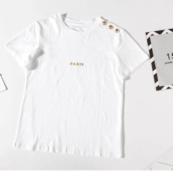 

t letter womens bronzing shirt printing short sleeve women tshirt over size t-shirt girl female summer fashion clothing new l48k, White