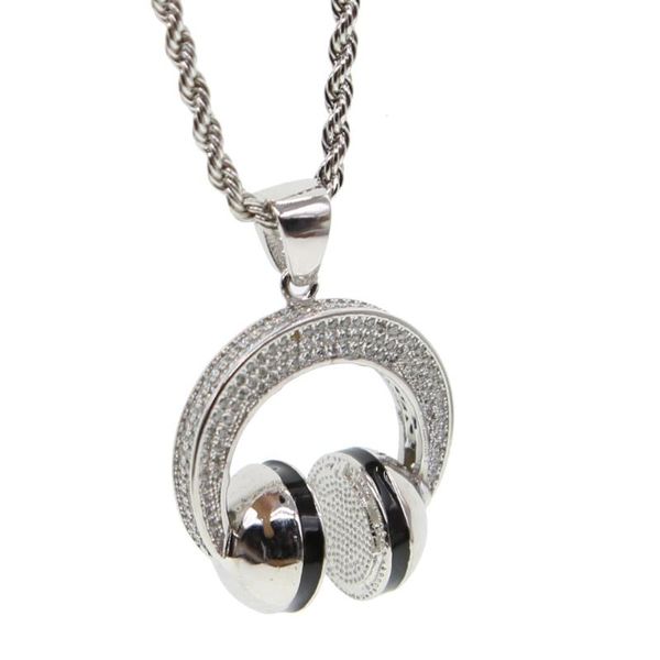 

music dj headphone pendant necklaces silver color chain men women hip hop jewelry rock headset necklace lovers gift chains