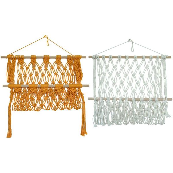 

storage bags 1pc handwoven tassel tapestry rack magazine green plant cotton rope wall art craft