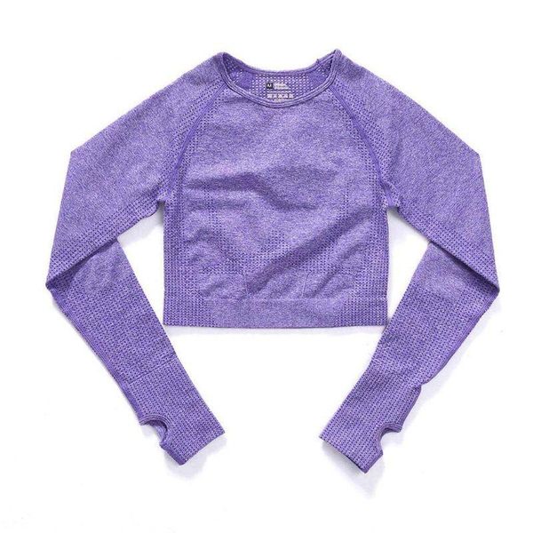 

yoga outfit 2021 women seamless solid long sleeve crop leggings set gym workout