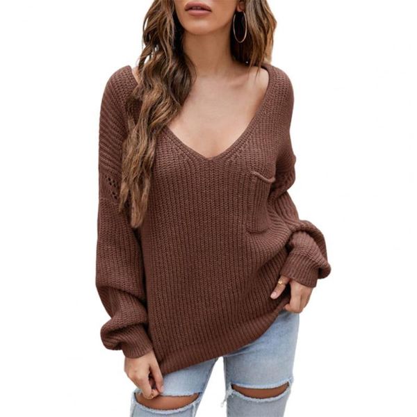 

women's sweaters women sweater bat knitwear solid color v neck autumn winter hollow out sleeve pocket oversize knitted pullover daily, White;black