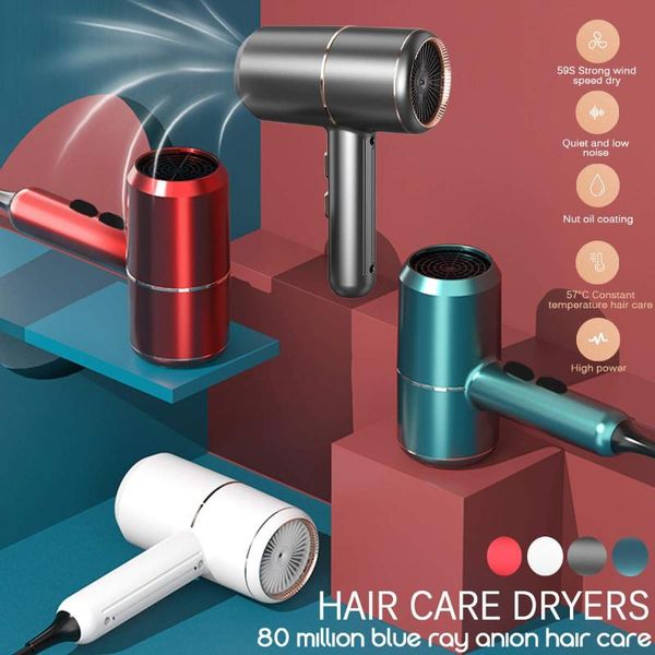 

electric hair brushes professional blue light ions salon dryer, powerful ceramic tourmaline blow 6 gears low noise hairdryer with nozzle