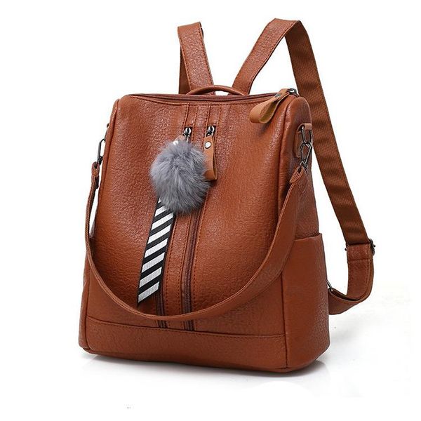 

backpack women's 2021 style dual purpose soft leather large-volume outdoor