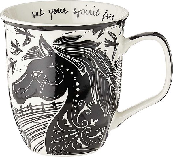 

karma gifts black and white boho mug, 1 count (pack of 1), bee