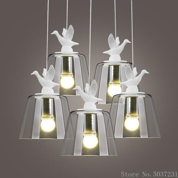 

post modern glass pendant lamp nordic creative bird chandelier lights resin art lighting living room dining lamps