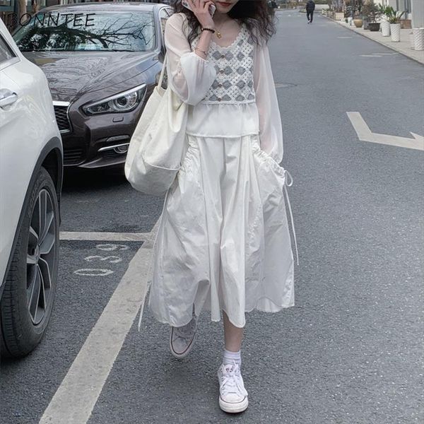 

sets spring design stylish womens tracksuits long sleeve breathable cozy mid calf solid white simple harajuku two pieces outfit clothing, Gray