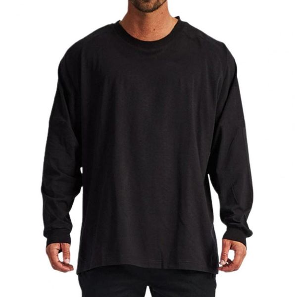 

men's t-shirts plus size men t-shirt 2021 fashion loose o neck solid color long sleeve pullover for male casual streetwear sportswear, White;black